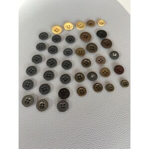 Vintage Lot Of 40 Brown Grey Beige Green Four Hole Buttons. Celluloid Glass